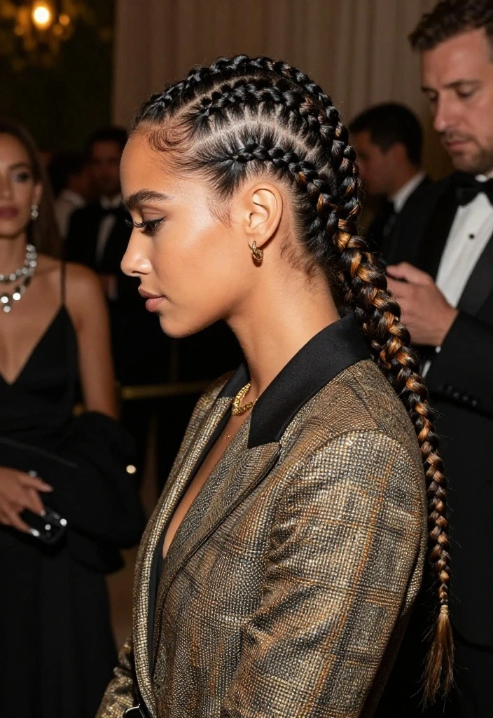 18 Chic Braided Cornrow Styles Perfect for Your Next Big Event! 18 Chic Braided Cornrow Styles Perfect for Your Next Big Event! - 16. Triangle Part Cornrows 1