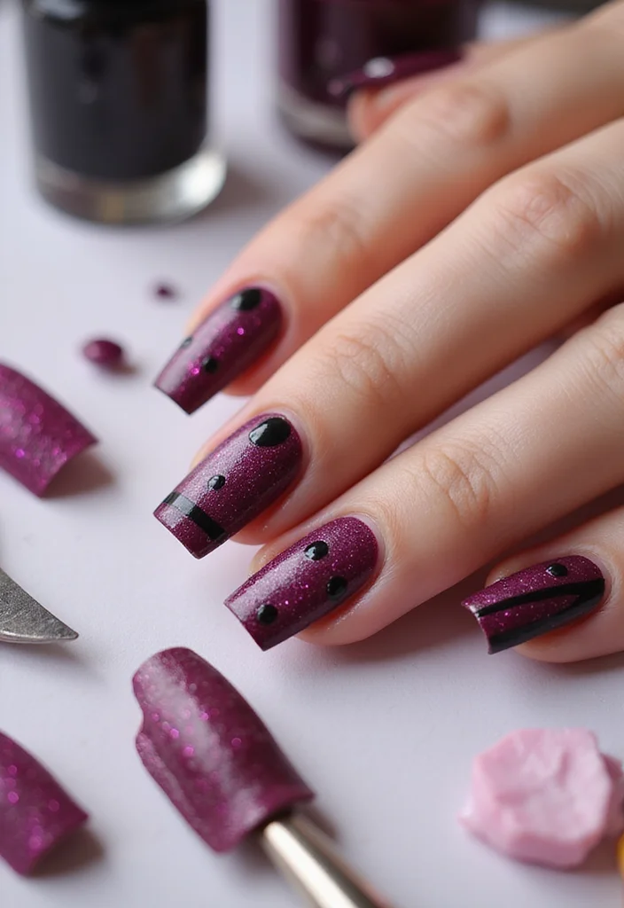 18 Fabulous Fuchsia Nail Designs with Black Accents (You’ll Be Obsessed with #9!) 18 Fabulous Fuchsia Nail Designs with Black Accents (You’ll Be Obsessed with #9!) - 6. Fuchsia Matte with Glossy Black Accents 1
