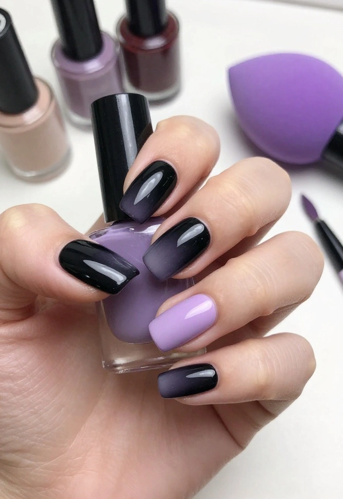 20 Stunning Purple and Black Nail Ideas That'll Leave You Speechless! - 1. Glamorous Gradient 1
