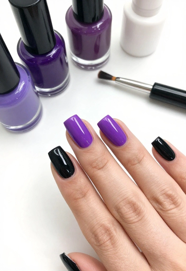 20 Stunning Purple and Black Nail Ideas That'll Leave You Speechless! - 6. Classic French Twist 1