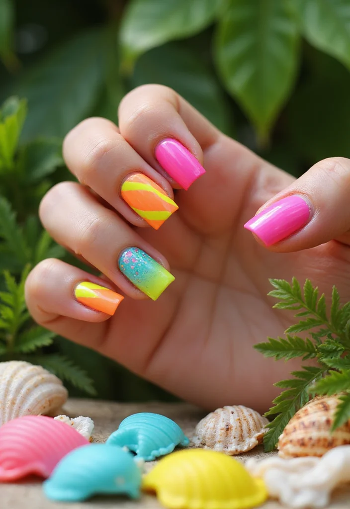 20 Vibrant Summer Nails That'll Have You Ready for the Beach in No Time! - 1. Neon Dreams 1