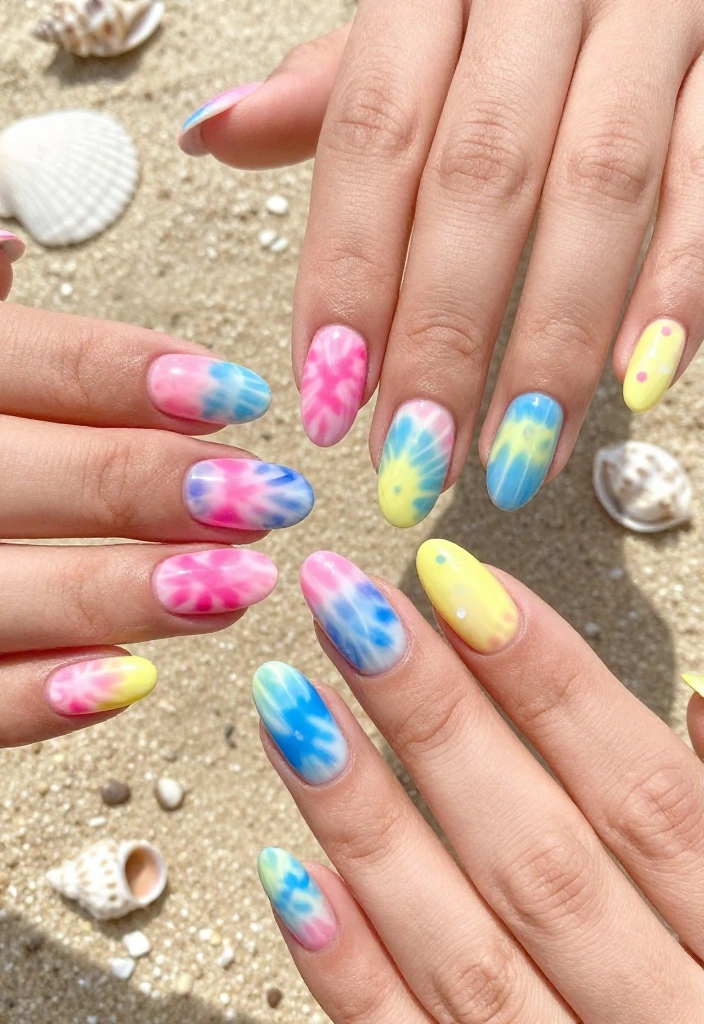 20 Vibrant Summer Nails That'll Have You Ready for the Beach in No Time! - 13. Tie-Dye Delight 1