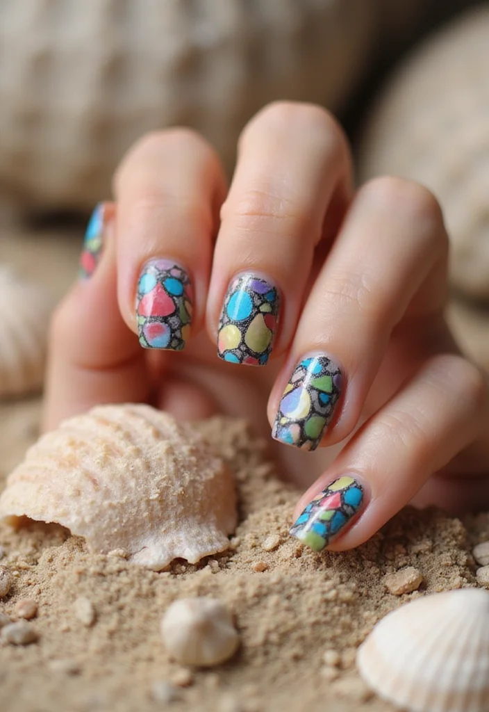 20 Vibrant Summer Nails That'll Have You Ready for the Beach in No Time! - 16. Mosaic Madness 1