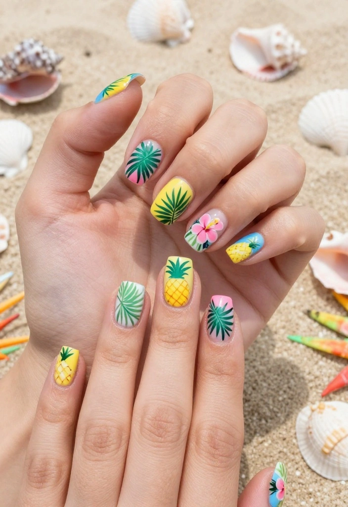 20 Vibrant Summer Nails That'll Have You Ready for the Beach in No Time! - 2. Tropical Paradise 1