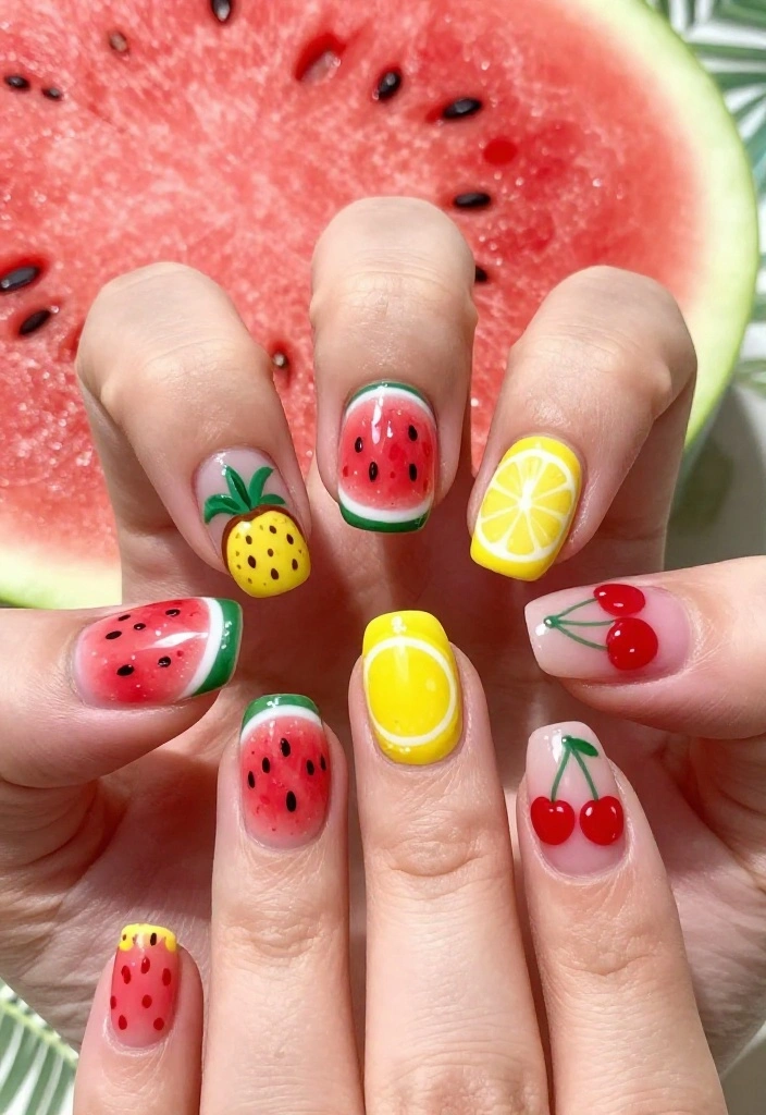 20 Vibrant Summer Nails That'll Have You Ready for the Beach in No Time! - 4. Fruit Fiesta 1