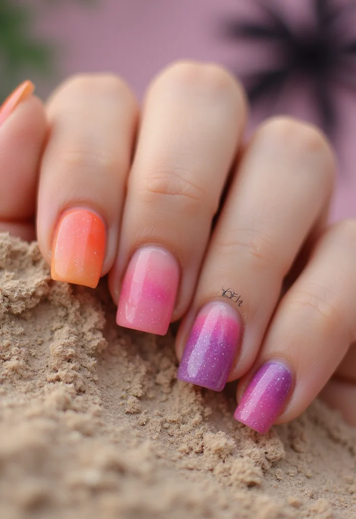 20 Vibrant Summer Nails That'll Have You Ready for the Beach in No Time! - 5. Sunset Ombre 1