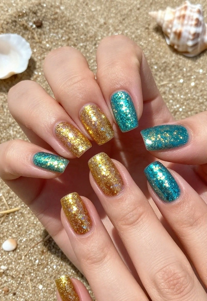 20 Vibrant Summer Nails That'll Have You Ready for the Beach in No Time! - 7. Glitter Glam 1