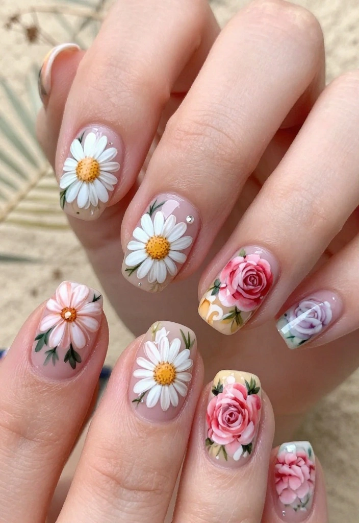 20 Vibrant Summer Nails That'll Have You Ready for the Beach in No Time! - 8. Floral Fantasy 1