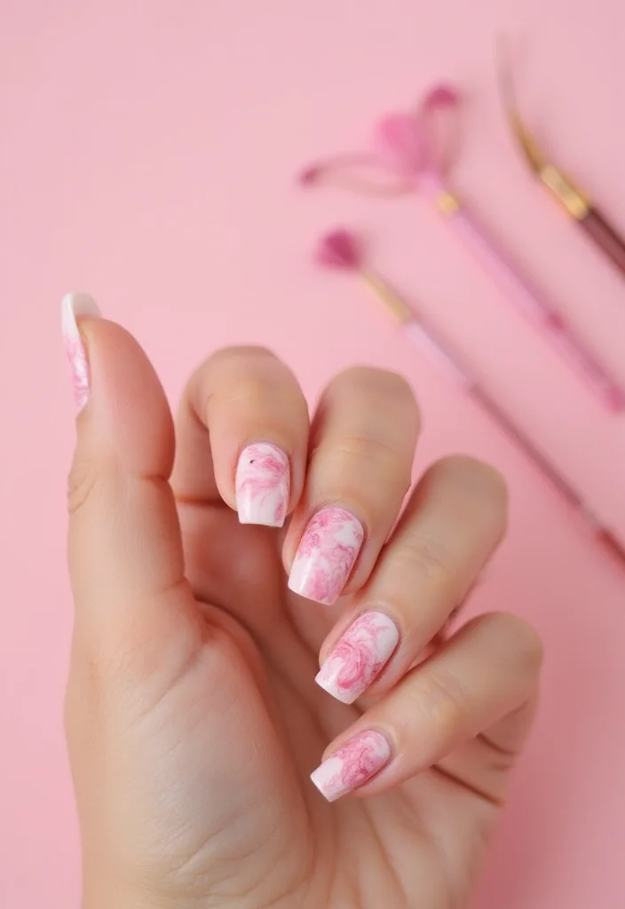 21 Trendy Pink Marble Nail Ideas That Everyone Will Be Talking About! 21 Trendy Pink Marble Nail Ideas That Everyone Will Be Talking About! - 1. Soft Pink Swirls 1
