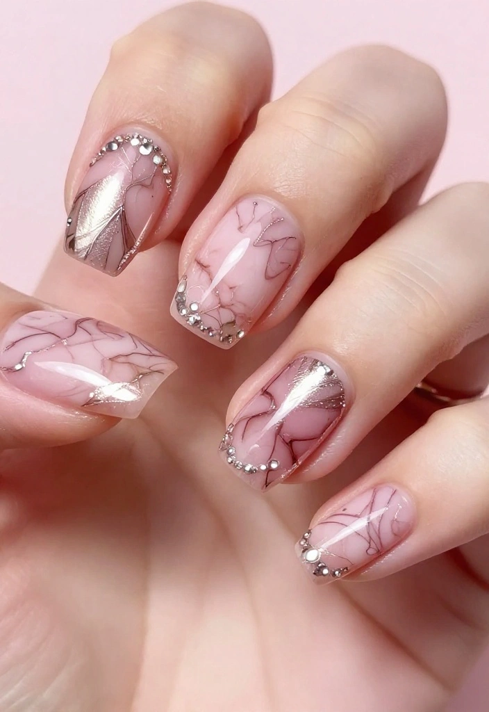 21 Trendy Pink Marble Nail Ideas That Everyone Will Be Talking About! 21 Trendy Pink Marble Nail Ideas That Everyone Will Be Talking About! - 11. Metallic Pink Marble 1