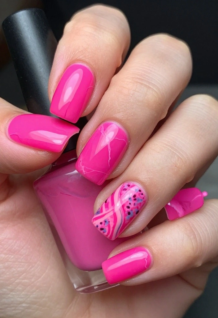21 Trendy Pink Marble Nail Ideas That Everyone Will Be Talking About! 21 Trendy Pink Marble Nail Ideas That Everyone Will Be Talking About! - 13. Neon Pink Marble 1