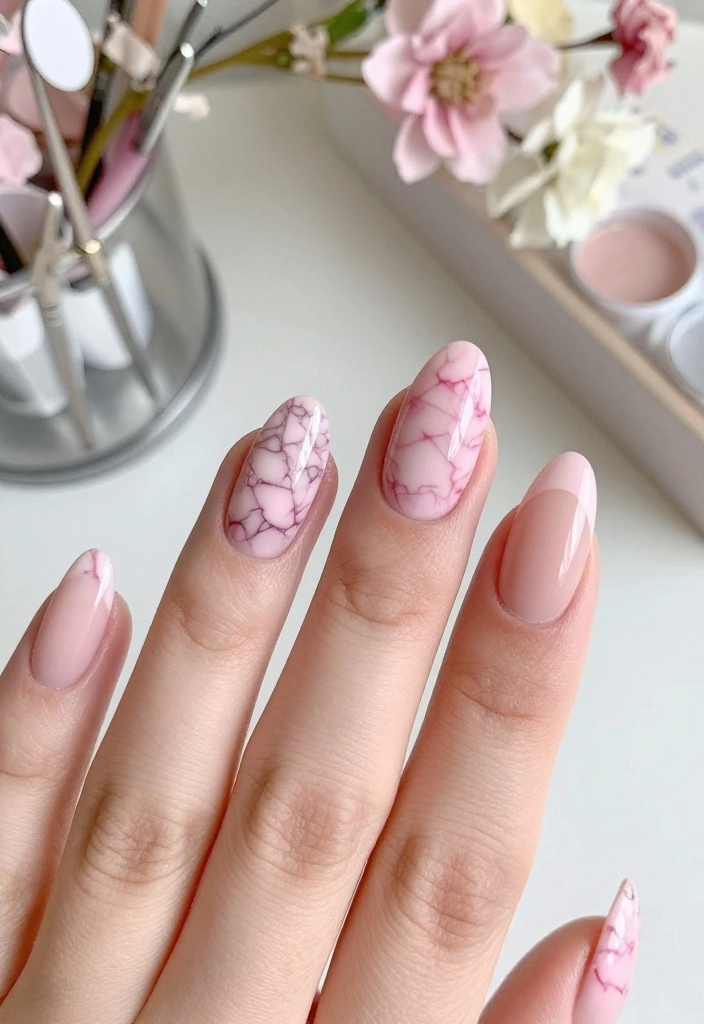 21 Trendy Pink Marble Nail Ideas That Everyone Will Be Talking About! 21 Trendy Pink Marble Nail Ideas That Everyone Will Be Talking About! - 4. Pink Marble French Tips 1