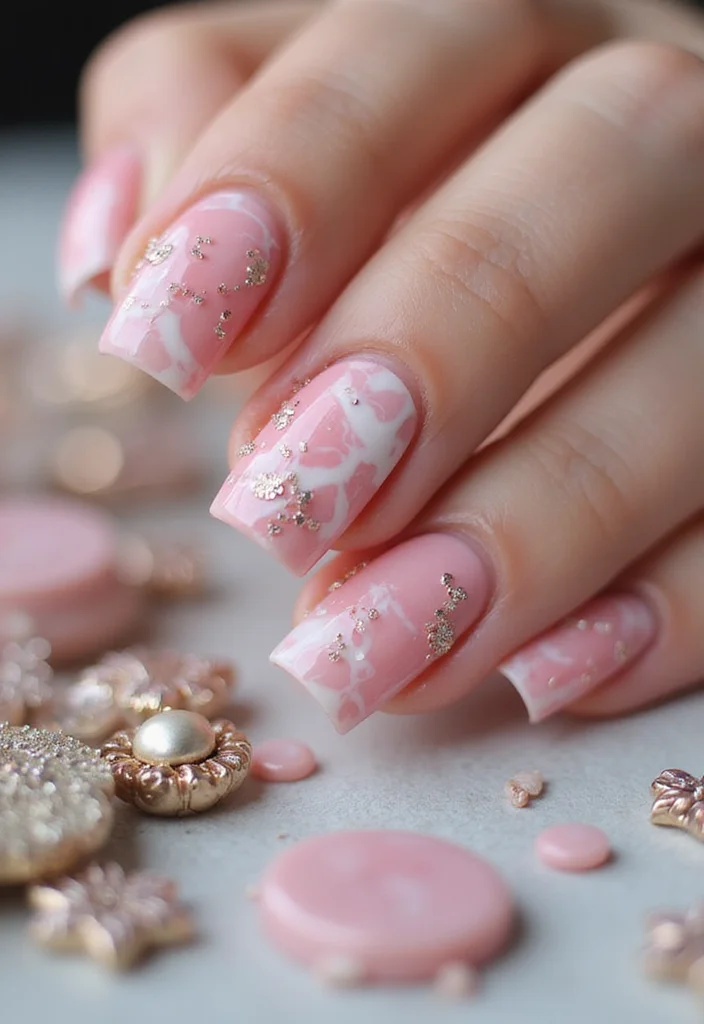 21 Trendy Pink Marble Nail Ideas That Everyone Will Be Talking About! 21 Trendy Pink Marble Nail Ideas That Everyone Will Be Talking About! - 5. Pink and White Marble Combo 1