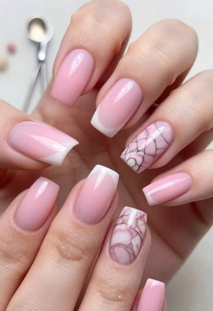 21 Trendy Pink Marble Nail Ideas That Everyone Will Be Talking About! 21 Trendy Pink Marble Nail Ideas That Everyone Will Be Talking About! - 8. Pink Marble Ombré 1