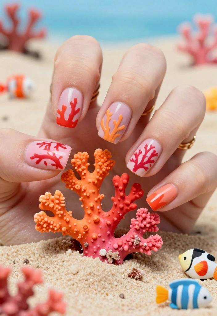 22 Nail Art Ideas for Summer That Will Make You Feel Like You’re on Vacation! (#3 Will Blow Your Mind!) 22 Nail Art Ideas for Summer That Will Make You Feel Like You’re on Vacation! (#3 Will Blow Your Mind!) - 11. Coral Reef 1
