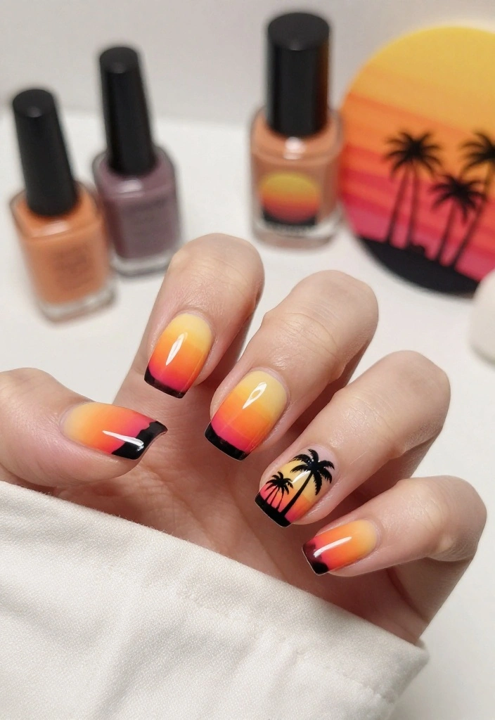 22 Nail Art Ideas for Summer That Will Make You Feel Like You’re on Vacation! (#3 Will Blow Your Mind!) 22 Nail Art Ideas for Summer That Will Make You Feel Like You’re on Vacation! (#3 Will Blow Your Mind!) - 17. Beach Sunset Silhouette 1