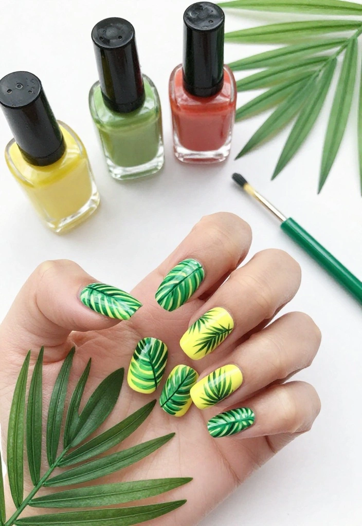 22 Nail Art Ideas for Summer That Will Make You Feel Like You’re on Vacation! (#3 Will Blow Your Mind!) 22 Nail Art Ideas for Summer That Will Make You Feel Like You’re on Vacation! (#3 Will Blow Your Mind!) - 2. Tropical Palm Leaves 1