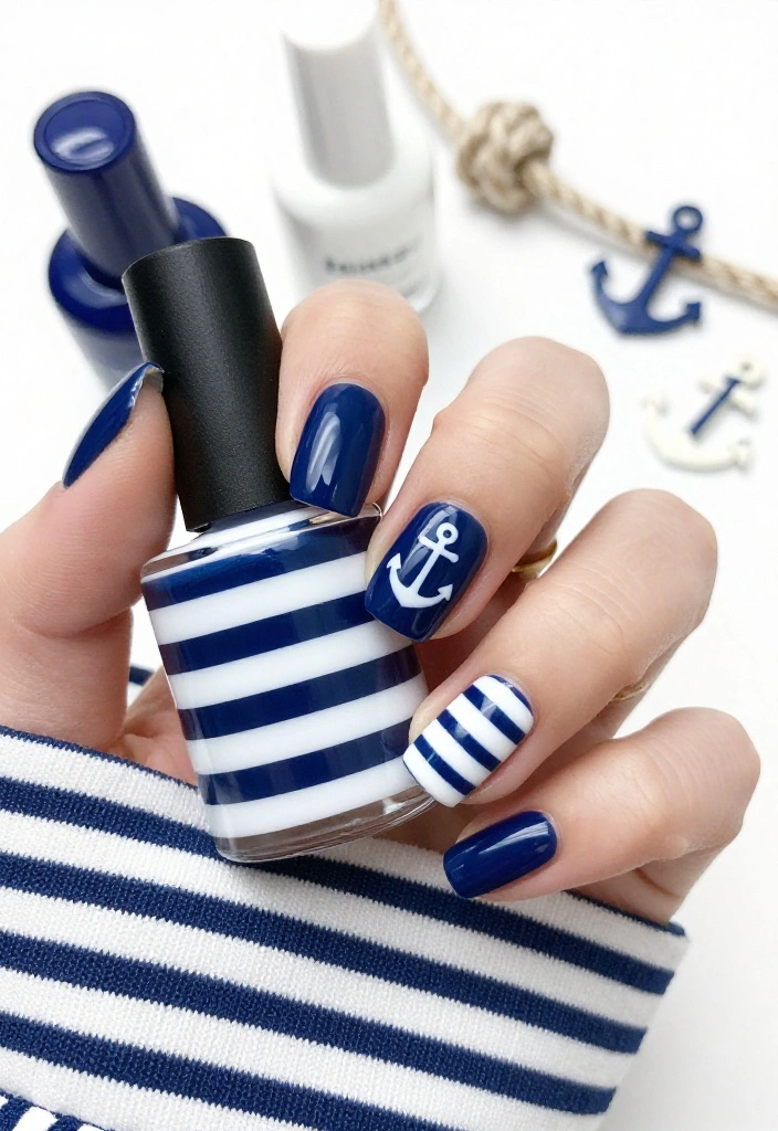 22 Nail Art Ideas for Summer That Will Make You Feel Like You’re on Vacation! (#3 Will Blow Your Mind!) 22 Nail Art Ideas for Summer That Will Make You Feel Like You’re on Vacation! (#3 Will Blow Your Mind!) - 7. Nautical Stripes 1