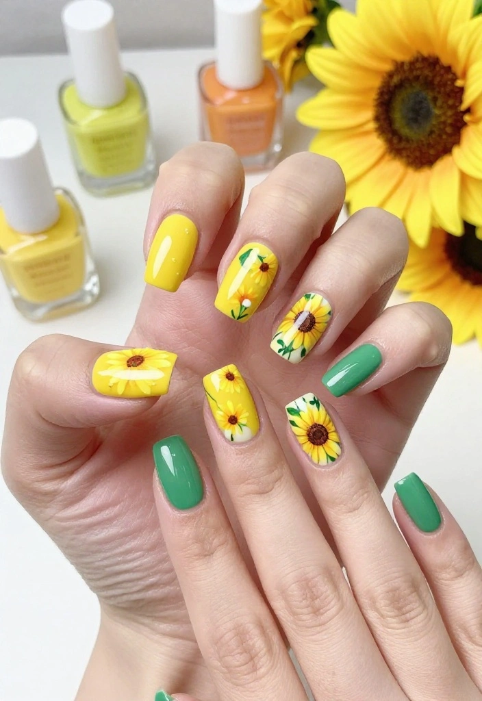 22 Nail Art Ideas for Summer That Will Make You Feel Like You’re on Vacation! (#3 Will Blow Your Mind!) 22 Nail Art Ideas for Summer That Will Make You Feel Like You’re on Vacation! (#3 Will Blow Your Mind!) - 9. Sunflower Delight 1