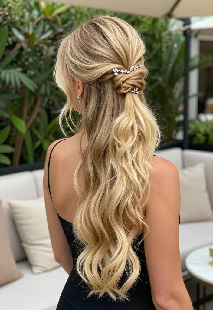 10 Stunning Luxury Blonde Hairstyles That Will Turn Heads Everywhere! - 6. Elegant Half-Up, Half-Down 1