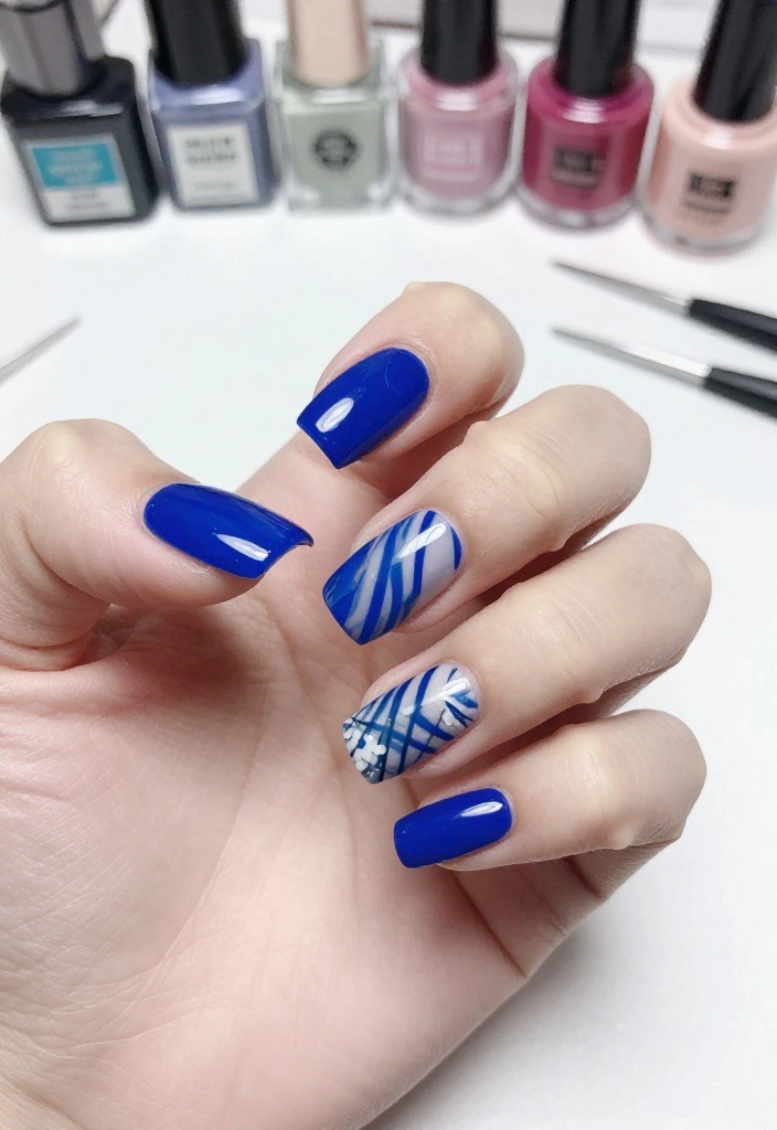 17 Jaw-Dropping Blue Marble Nail Inspirations Guaranteed to Turn Heads! - 15. Bold Blue Marble 1
