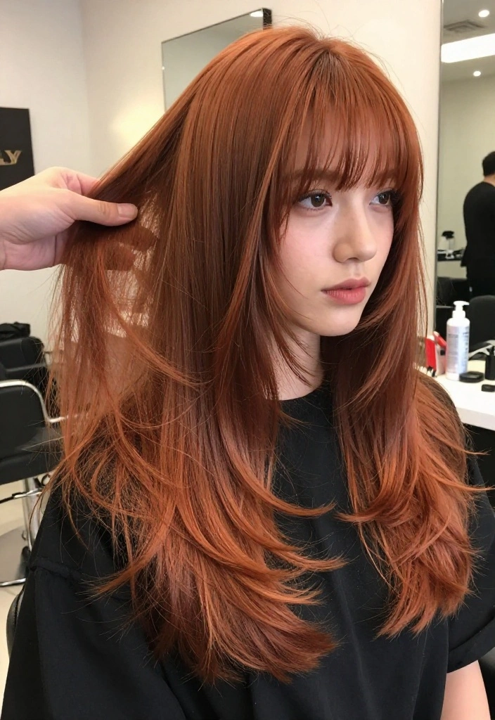 18 Amazing Ways to Style Copper Curtain Bangs (Your Friends Will Be Jealous!) - 15. Going for Volume 1