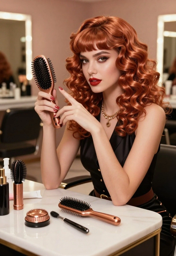 18 Amazing Ways to Style Copper Curtain Bangs (Your Friends Will Be Jealous!) - 5. Retro Vibes 1