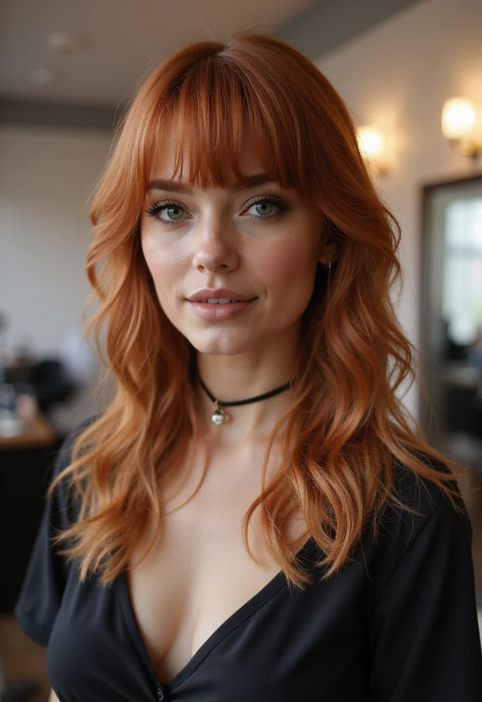 18 Amazing Ways to Style Copper Curtain Bangs (Your Friends Will Be Jealous!) - 7. Side-Swept Bangs 1