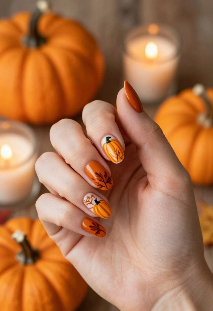 20 Stunning Fall Nail Art Designs That Will Make Your Friends Jealous (You Won't Believe #12!) - 1. Pumpkin Spice Delight 1