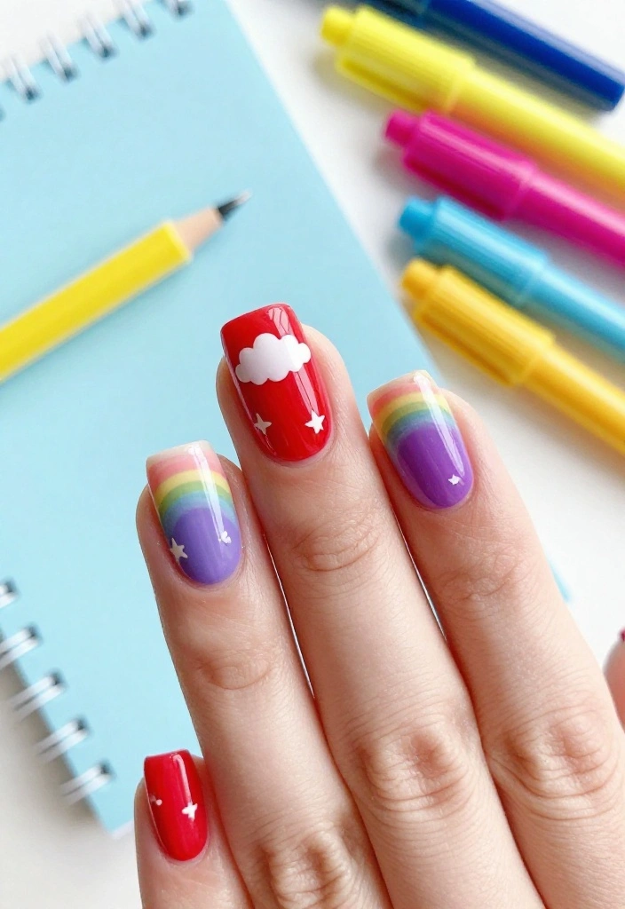 10 Back to School Nail Inspo Ideas to Make Your Friends Jealous! - 1. Rainbow Dreams 1