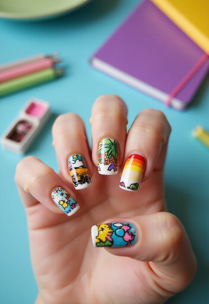 10 Back to School Nail Inspo Ideas to Make Your Friends Jealous! - 10. Pop Art Fun 1