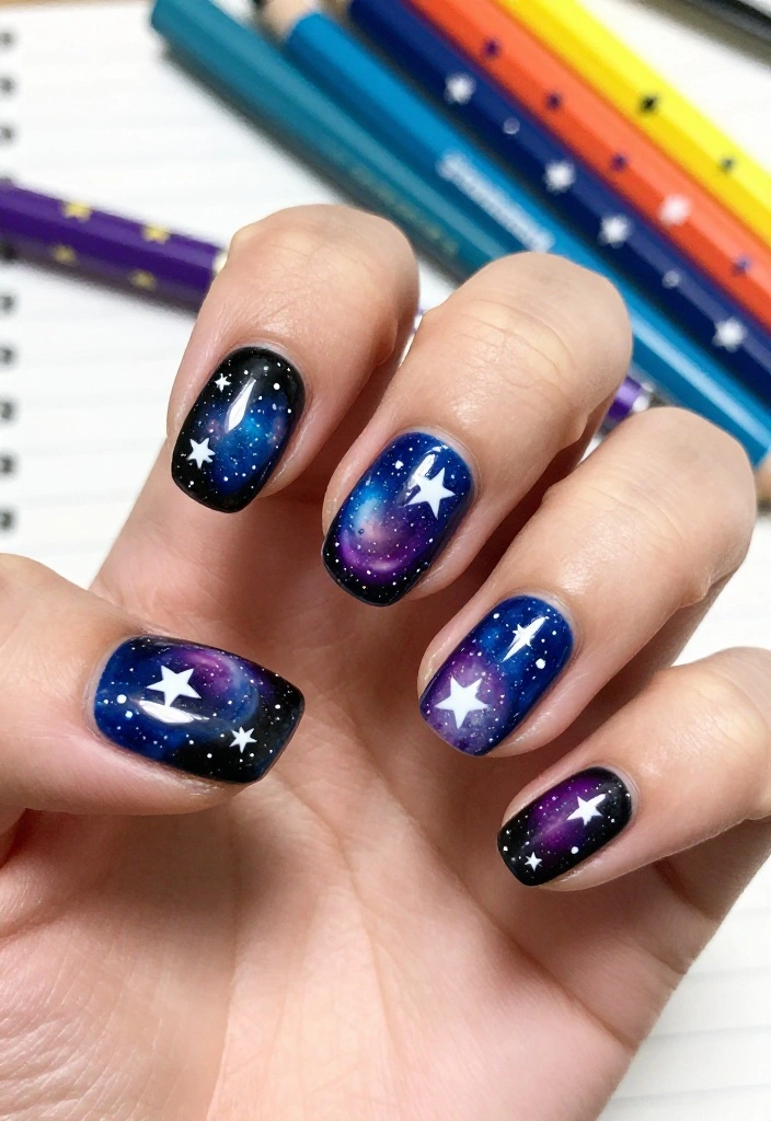 10 Back to School Nail Inspo Ideas to Make Your Friends Jealous! - 2. Mystical Galaxy 1