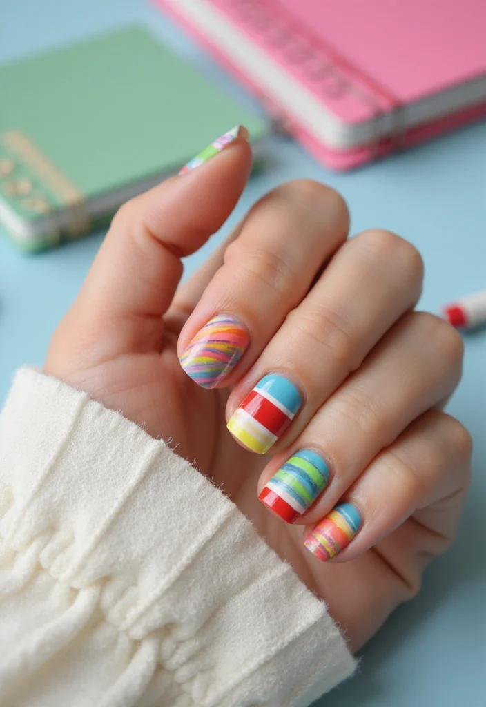 10 Back to School Nail Inspo Ideas to Make Your Friends Jealous! - 8. Statement Stripes 1