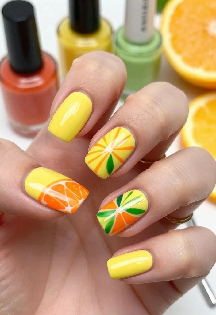 10 Stunning Late Summer Nail Ideas Guaranteed to Turn Heads (Don't Miss #5!) - 1. Citrus Burst 1