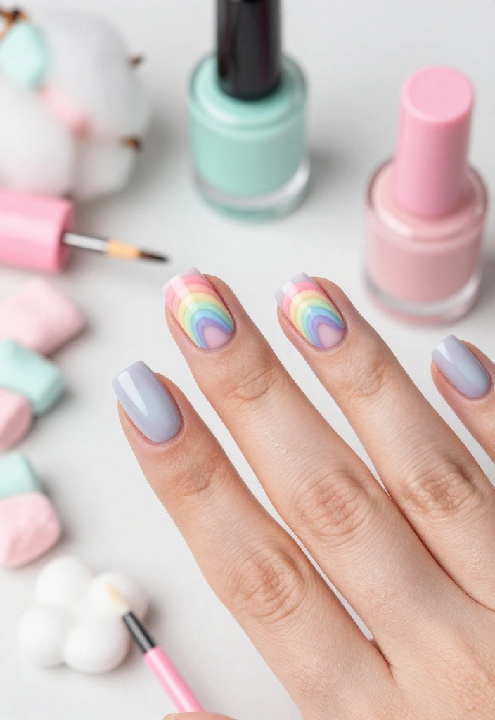 10 Stunning Late Summer Nail Ideas Guaranteed to Turn Heads (Don't Miss #5!) - 7. Pastel Rainbow 1