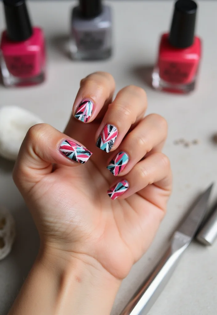 10 Stunning Late Summer Nail Ideas Guaranteed to Turn Heads (Don't Miss #5!) - 8. Geometric Patterns 1