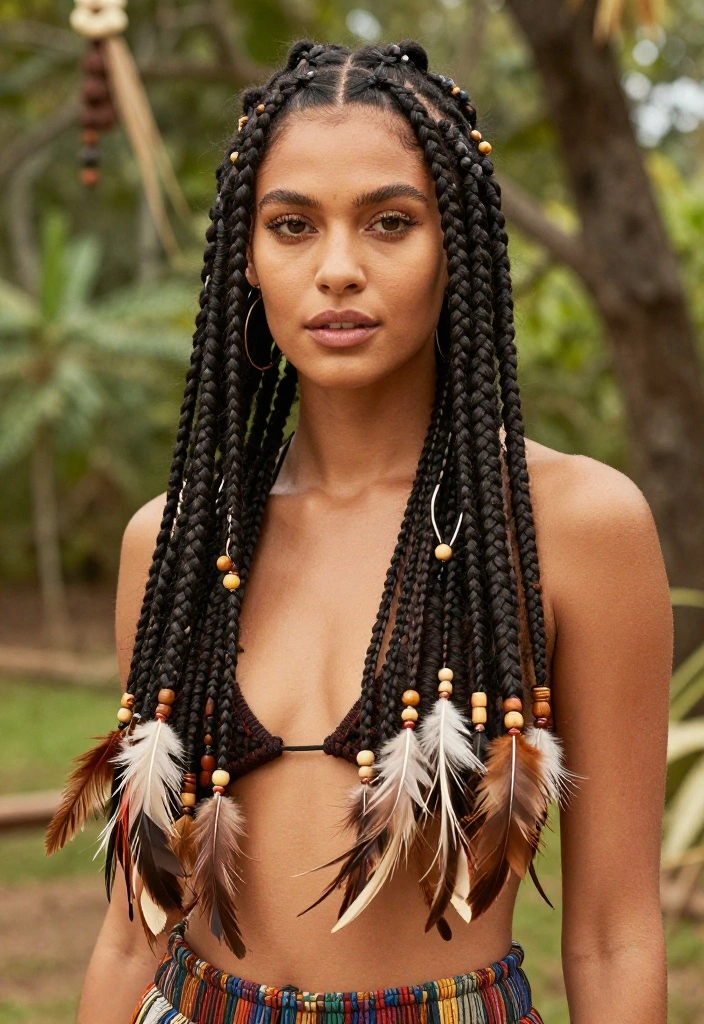 12 Stunning Boho Braids Hairstyles That Will Turn Heads Everywhere (You Won't Believe #5!) - 10. Chunky Braids with Natural Accents 1