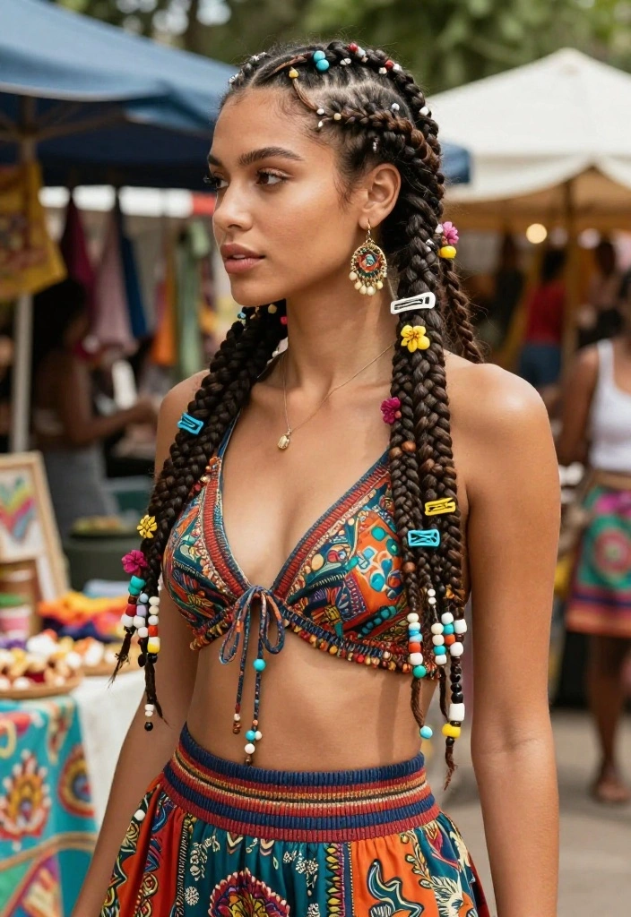 12 Stunning Boho Braids Hairstyles That Will Turn Heads Everywhere (You Won't Believe #5!) - 12. Statement Braids with Accessories 1