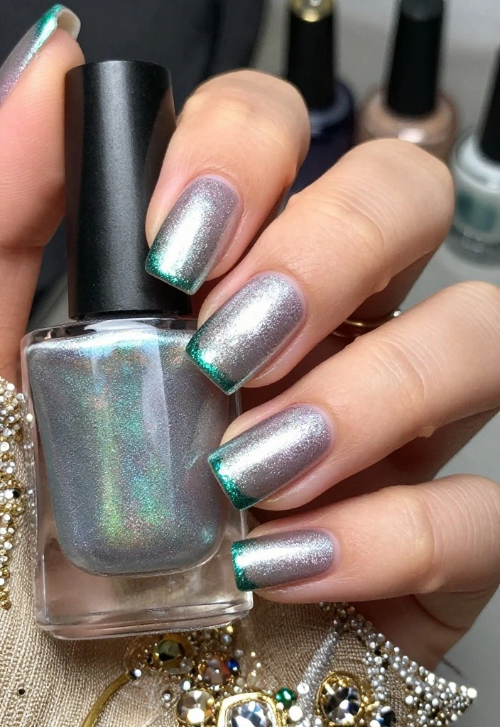 14 Summer-Inspired Reverse French Manicure Ideas You'll Adore! - 10. Chic Metallic 1