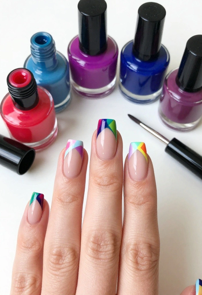 14 Summer-Inspired Reverse French Manicure Ideas You'll Adore! - 12. Artistic Abstract 1