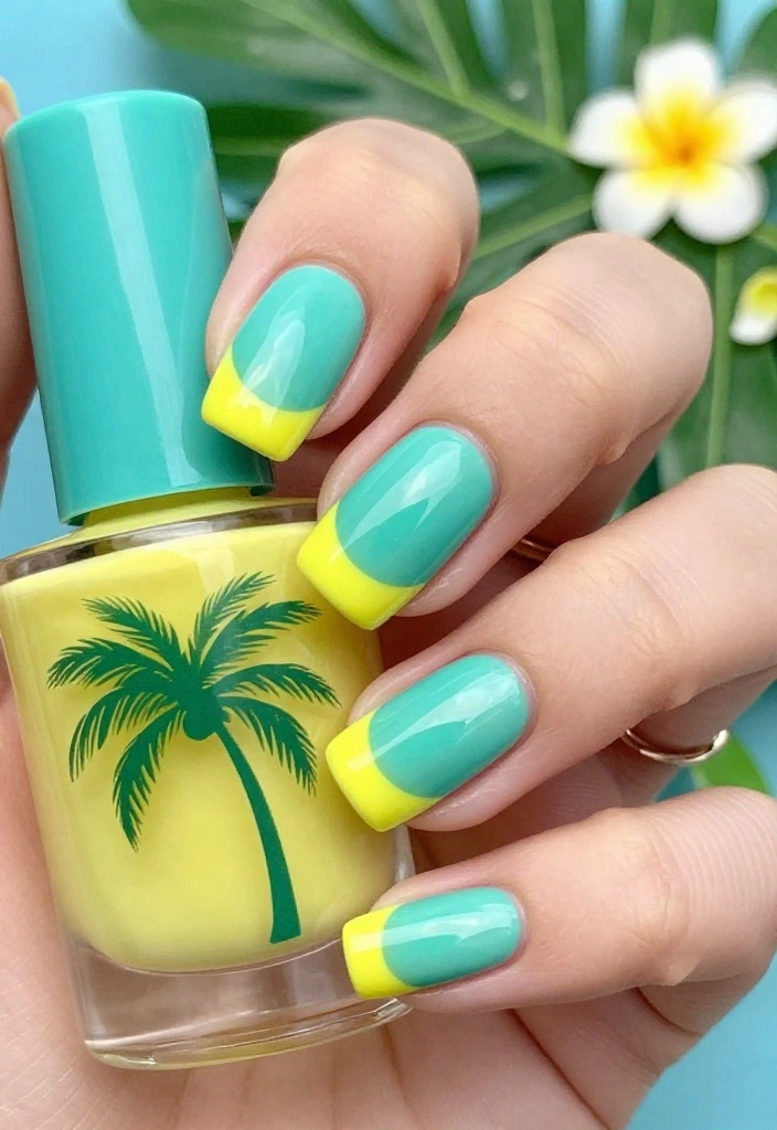 14 Summer-Inspired Reverse French Manicure Ideas You'll Adore! - 2. Tropical Paradise 1