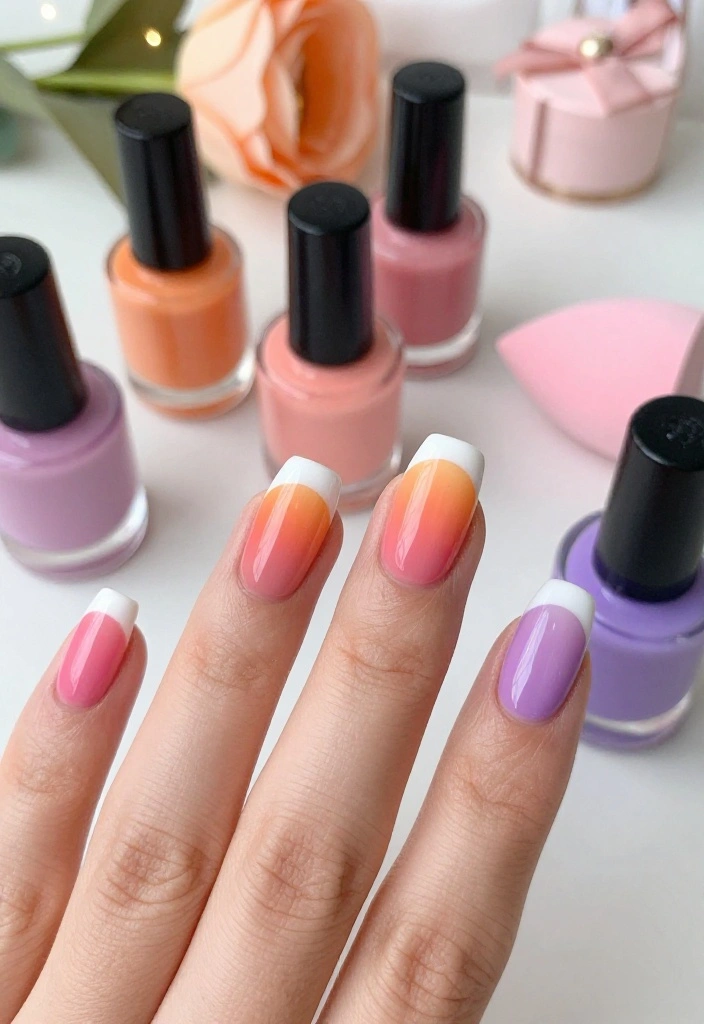 14 Summer-Inspired Reverse French Manicure Ideas You'll Adore! - 3. Sunset Vibes 1
