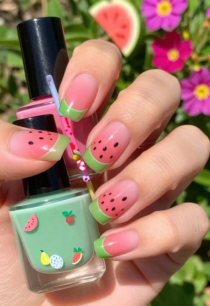 14 Summer-Inspired Reverse French Manicure Ideas You'll Adore! - 4. Fruity Delight 1