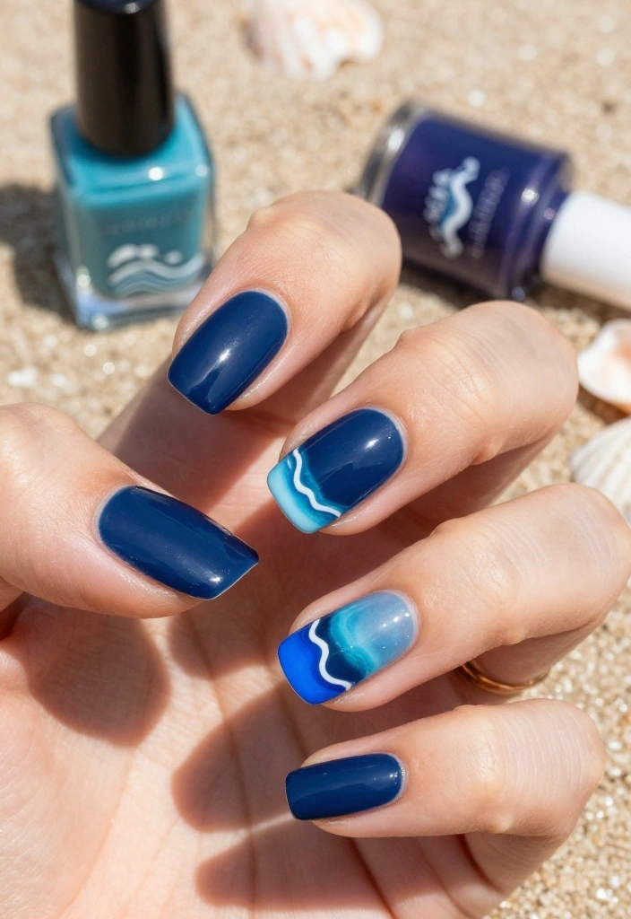 14 Summer-Inspired Reverse French Manicure Ideas You'll Adore! - 5. Ocean Blues 1