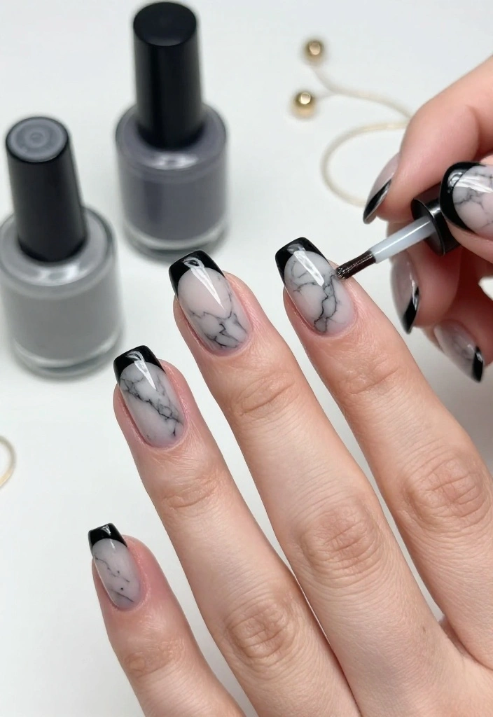 14 Summer-Inspired Reverse French Manicure Ideas You'll Adore! - 8. Elegant Marble 1