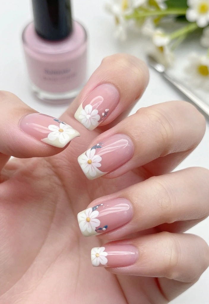 14 Summer-Inspired Reverse French Manicure Ideas You'll Adore! - 9. Floral Fantasy 1