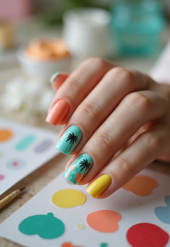 15 Must-Try August Nail Trends for 2026 (You Won't Believe #9!) - 2. Tropical Vibes 1
