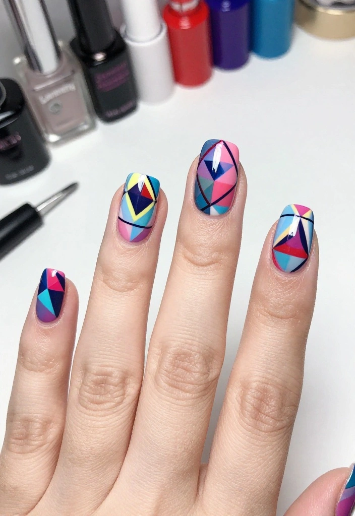 15 Stunning August Nails Ideas for 2026 That'll Make You Book Your Next Mani Right Now! - 10. Geometric Patterns 1