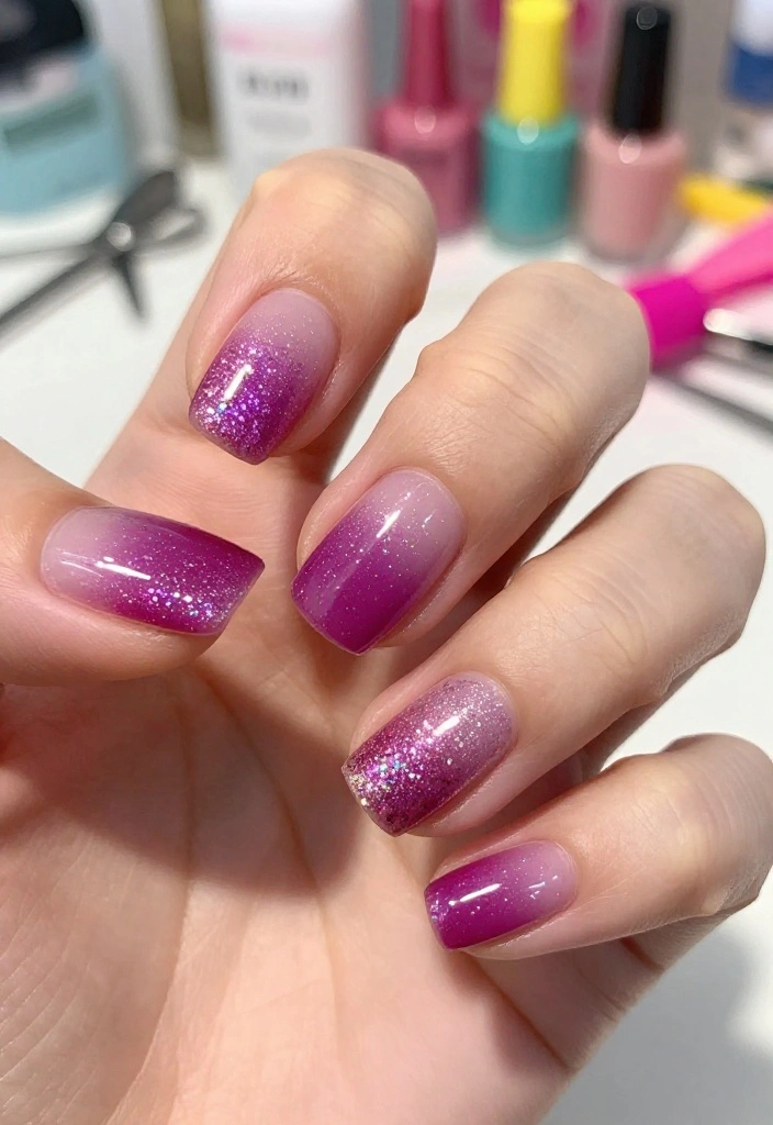 15 Stunning August Nails Ideas for 2026 That'll Make You Book Your Next Mani Right Now! - 14. Ombre Glitter 1