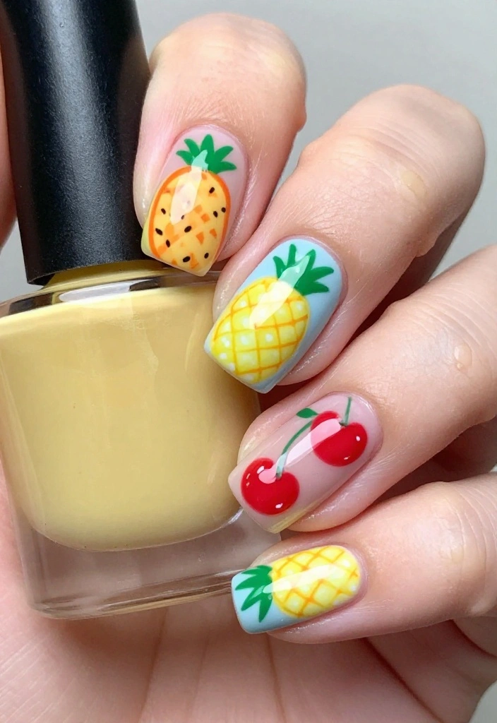 15 Stunning August Nails Ideas for 2026 That'll Make You Book Your Next Mani Right Now! - 4. Fruit Frenzy 1